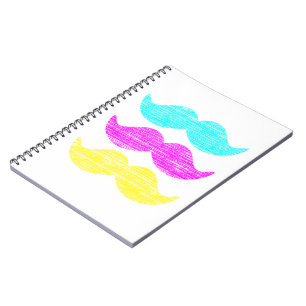 CMY Colour Moustache Print Pattern Notebook