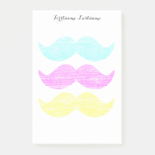 CMY Colour Moustache Print Pattern Post-it Notes
