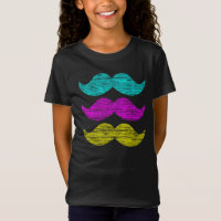 CMY Colour Moustache Print Pattern