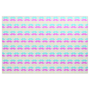 CMY Colourful Moustache Pattern Graphic Fabric