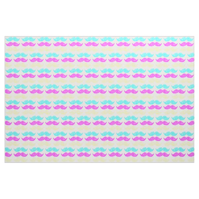 CMY Colourful Moustache Pattern Graphic Fabric (Yard)