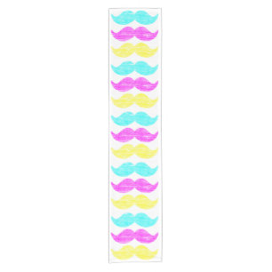 CMY Colourful Moustache Pattern Table Decor Short Table Runner