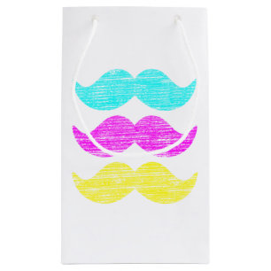 CMY Moustache Pattern Graphic Art Small Gift Bag