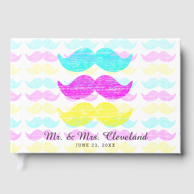 CMY Moustaches Letter Press Guest Book (Front)