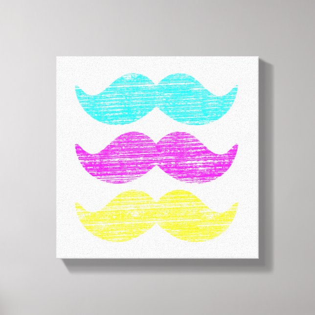 CMY Moustaches (letterpress style) Canvas Print (Front)