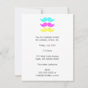 CMY Moustaches (letterpress style) Invitation
