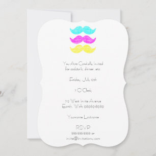 CMY Moustaches (letterpress style) Invitation