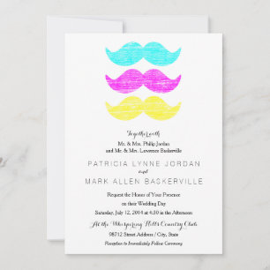 CMY Moustaches (letterpress style) Invitation