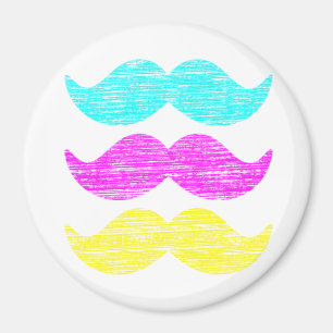 CMY Moustaches (letterpress style) Magnet