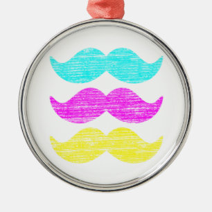 CMY Moustaches (letterpress style) Metal Tree Decoration