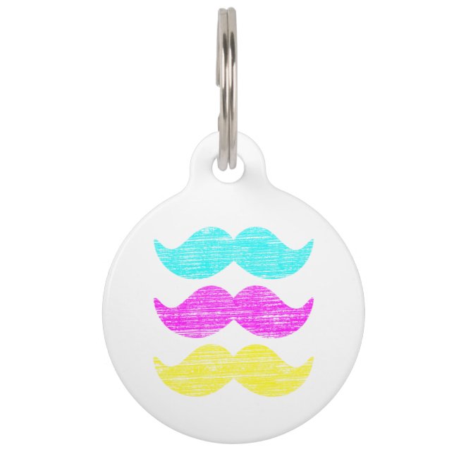 CMY Moustaches (letterpress style) Pet Tag (Front)