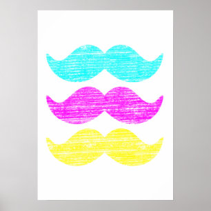 CMY Moustaches (letterpress style) Poster