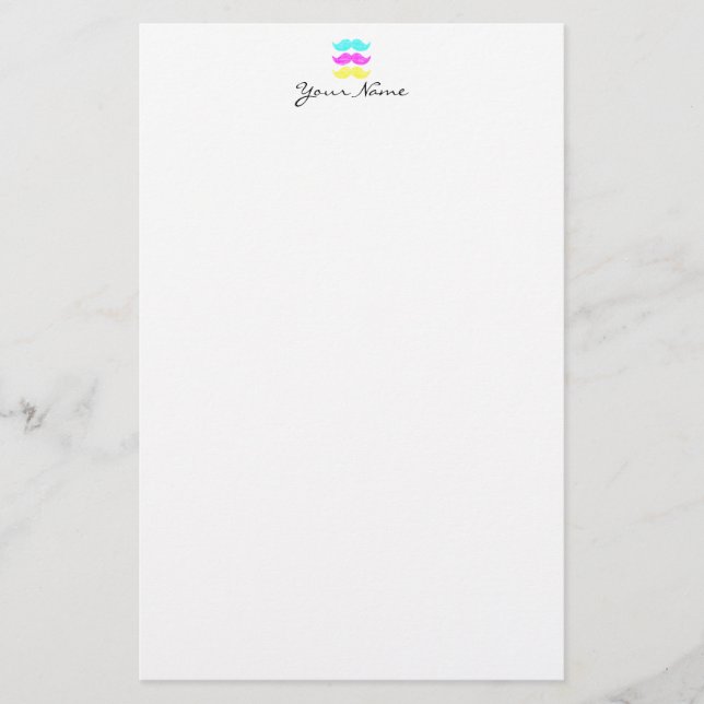 CMY Moustaches (letterpress style) Stationery (Front)