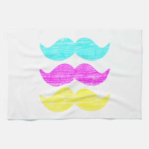 CMY Moustaches (letterpress style) Tea Towel