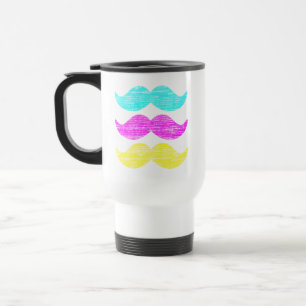 CMY Moustaches (letterpress style) Travel Mug