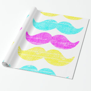 CMY Moustaches Wrapping Paper