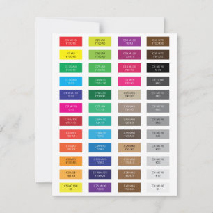 CMYK and Hex Code Colour Samples