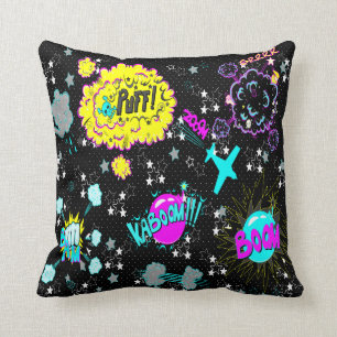 CMYK Hipster Comic Book Expressions Cushion