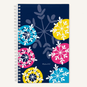 CMYK Snowflakes on Blue Notebook
