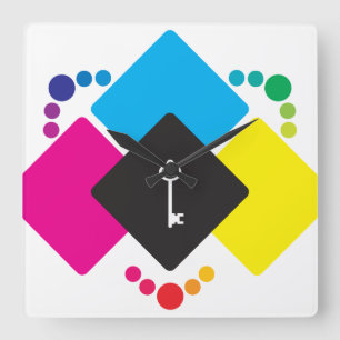 CMYK SQUARE WALL CLOCK