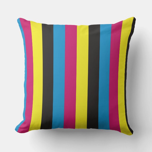 cmyk stripes background pattern graphic color cyan cushion (Front)