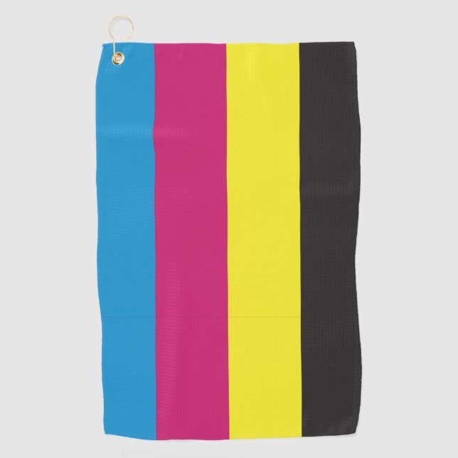 cmyk stripes background pattern graphic color cyan golf towel (Front)