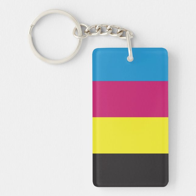 cmyk stripes background pattern graphic color cyan key ring (Front)