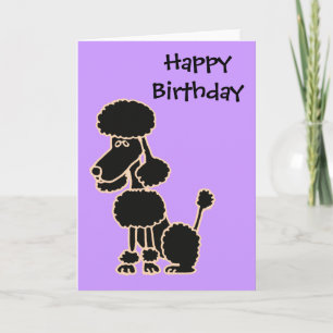 CN- Awesome Black Poodle Sitting Cartoon Card
