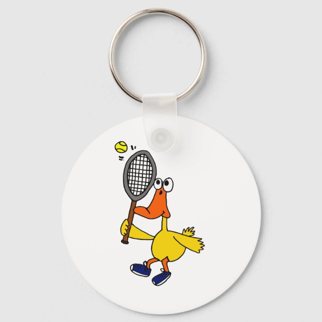 CN- Funny Duck Playing Tennis Key Ring (Front)