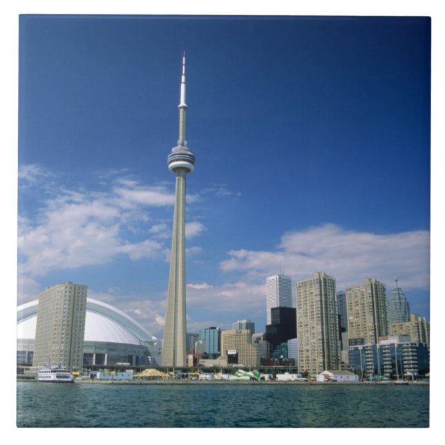 CN Tower and Skydome in Toronto, Ontario, Tile (Front)