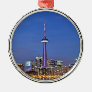 CN Tower in Toronto at night Metal Tree Decoration