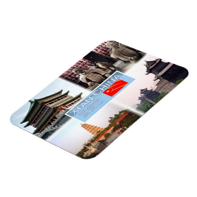 CN Xi An - Bell Tower - Terracotta army in Shaanxi Magnet (Left Side)