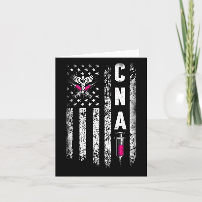 Cna - American Flag July 4th Certified Nurse Istan Card (Front)