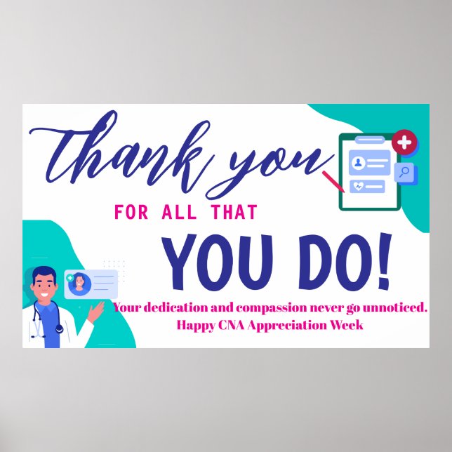CNA Appreciation Week Banner  Thank You Certified Poster (Front)