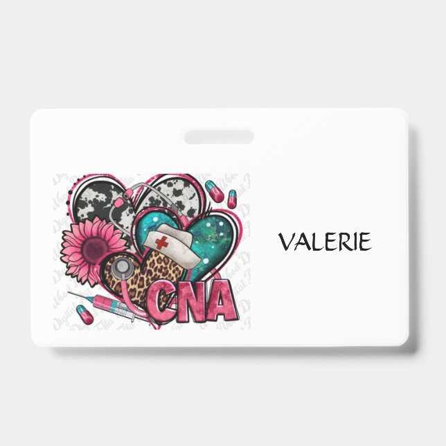 CNA Certified Nurse Aid Name Badge ID Badge (Front)