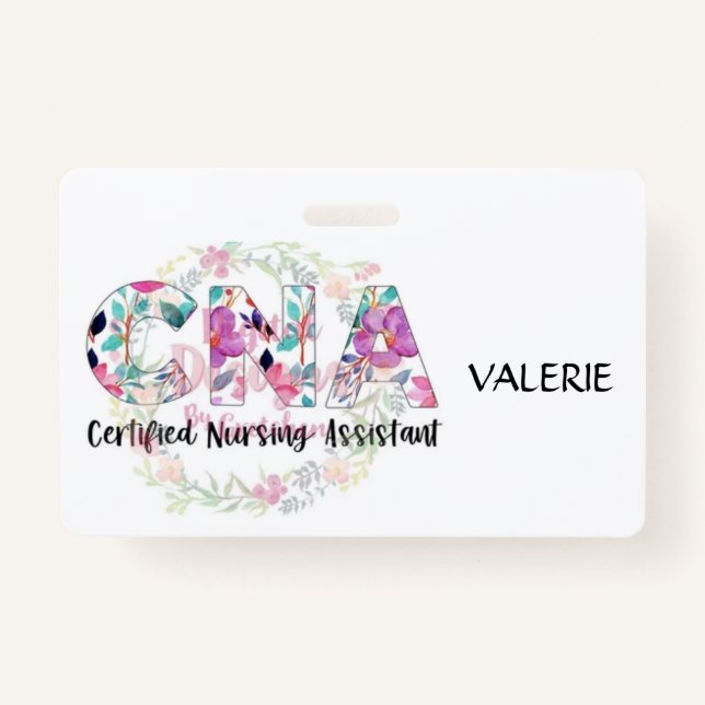 CNA Certified Nurse Aide Name Badge ID Badge (Front)