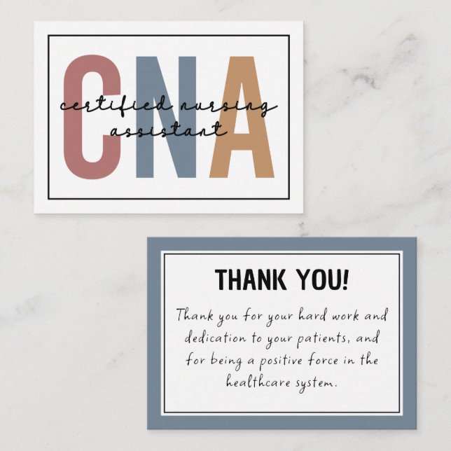 CNA Certified Nursing Assistant Appreciation Card (Front/Back)