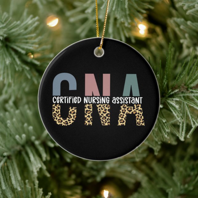 CNA Certified Nursing Assistant Cheetah Print Ceramic Tree Decoration (Tree)