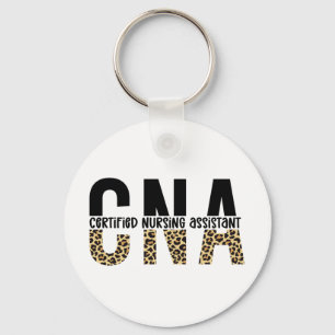 CNA Certified Nursing Assistant Cheetah Print Key Ring