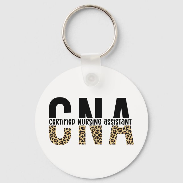 CNA Certified Nursing Assistant Cheetah Print Key Ring (Front)