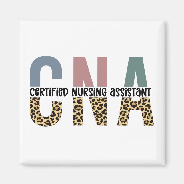 CNA Certified Nursing Assistant Cheetah Print Magnet (Front)