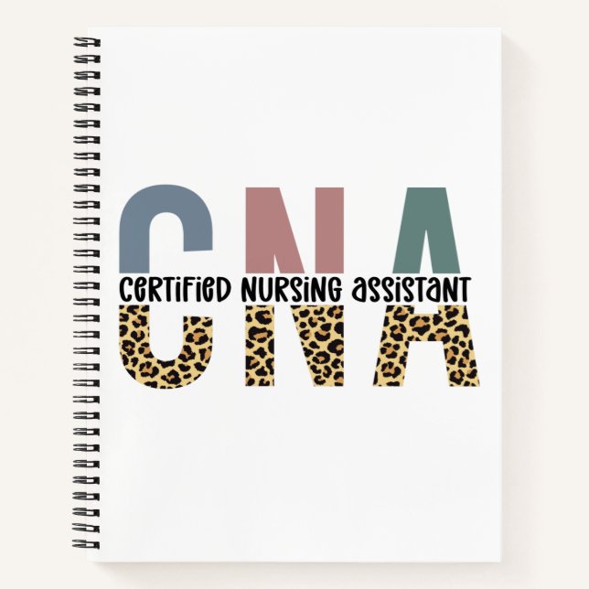 CNA Certified Nursing Assistant Cheetah Print Notebook (Front)