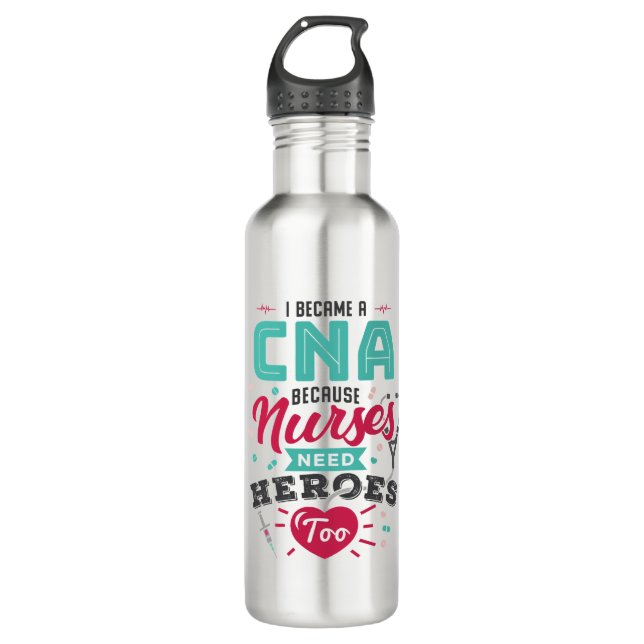CNA Certified Nursing Assistant Heroes 710 Ml Water Bottle (Front)