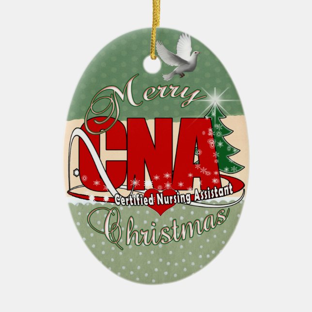 CNA CHRISTMAS Certified Nursing Assistant Ceramic Tree Decoration (Front)