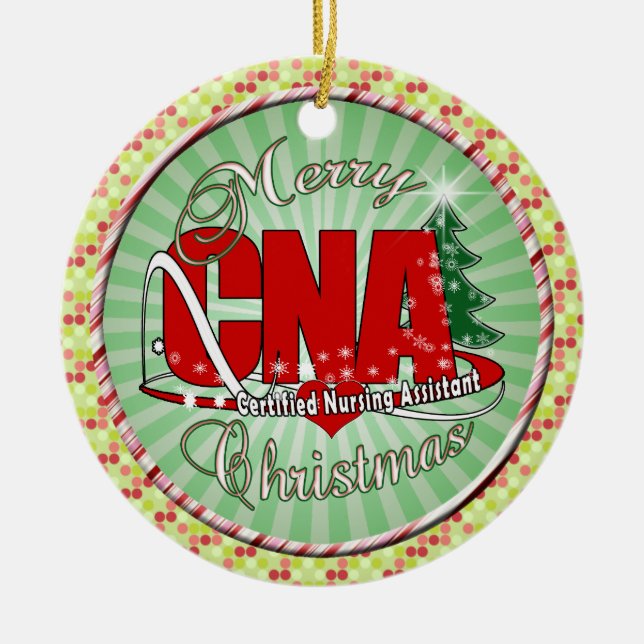 CNA CHRISTMAS Certified Nursing Assistant Ceramic Tree Decoration (Front)