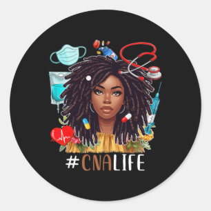 Cna Costume Afro Woman Nurse Nursing Proud Black H Classic Round Sticker