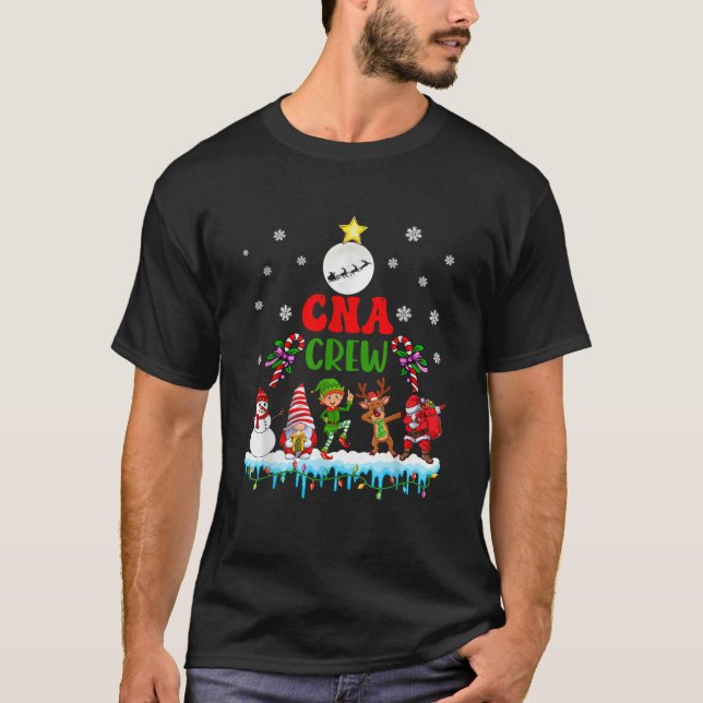 CNA Crew Xmas Dabbing Reindeer Santa Elf Proud Nur T-Shirt (Front)