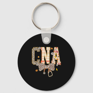 Cna Fall Plaid Leopard Bow Stethoscope  Key Ring