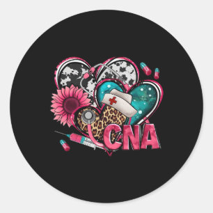 Cna Heart Pink Sunflower Breast Cancer Awareness W Classic Round Sticker