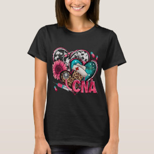 Cna Heart Pink Sunflower Breast Cancer Awareness W T-Shirt